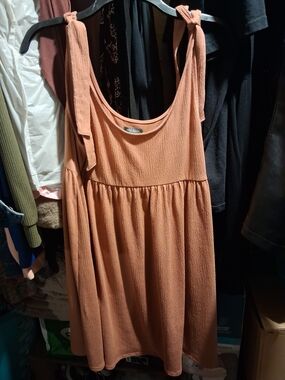 wild fable Rust Tie-Shoulder Midi Dress